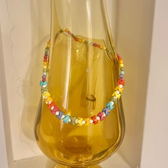 60s Vintage 🌈✨ Rainbow Beaded Mod Barrel-Clasp Necklace - Picture 3 of 4